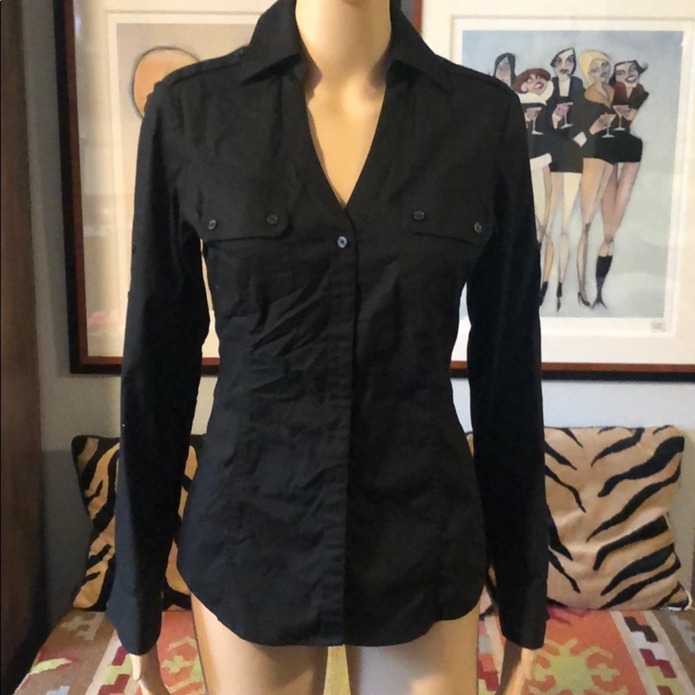 Express Black Button Down Blouse. Xs - image 1